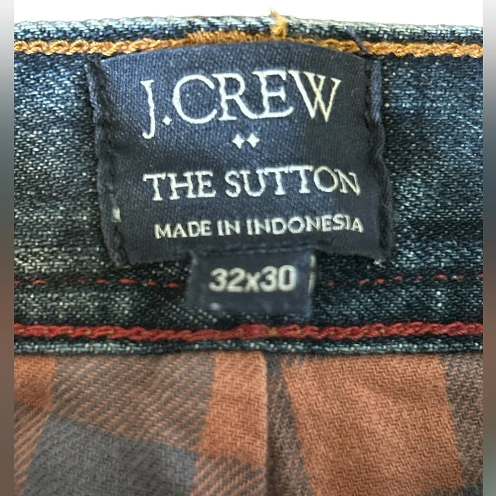 J. Crew THE SUTTON plaid lined jeans. 32x30 100% cotton
